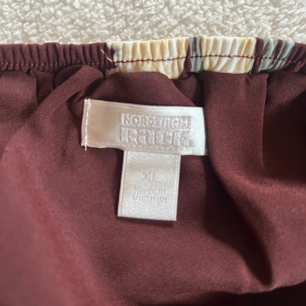 Nordstrom Rack Floral Midi Wrap Skirt in Burgundy & Cream Women’s Size XL - Picture 12 of 16